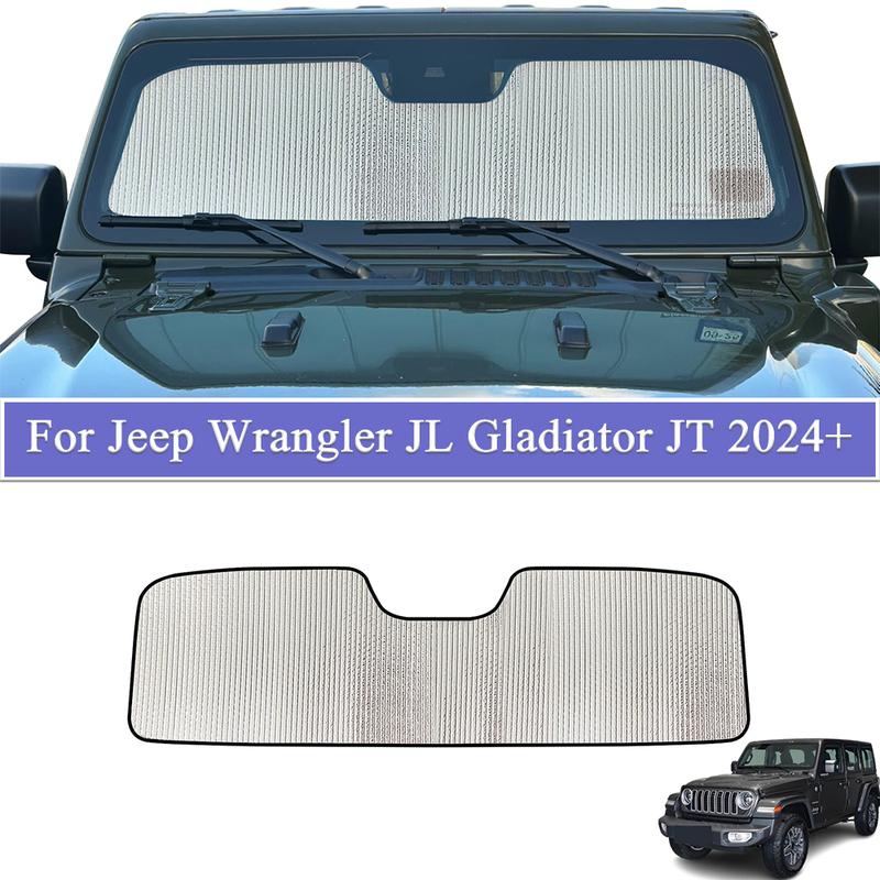 Front Windshield Sun Shade for Jeep Wrangler JL 4xe Gladiator JT 2024-2026 Sun Visor UV Blocker Cover Interior Accessories