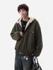 Zuoshan Diao Men's Hooded Cotton Jacket: Winter Velvet, Thick, Loose Fit, Youthful Trendy American Workwear Style.