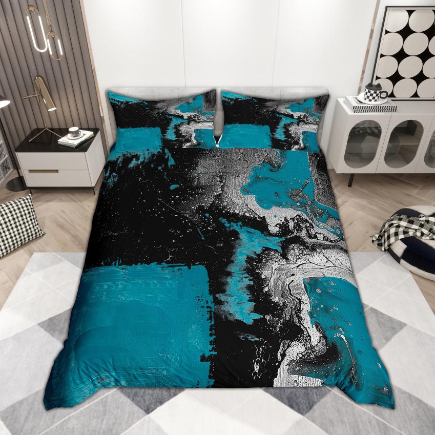 Homewish Modern Abstrakt Påslakanset 2 st/3 st, Akvarell Ombre Sängkläder, Oljemålningsestetik Täcke Set