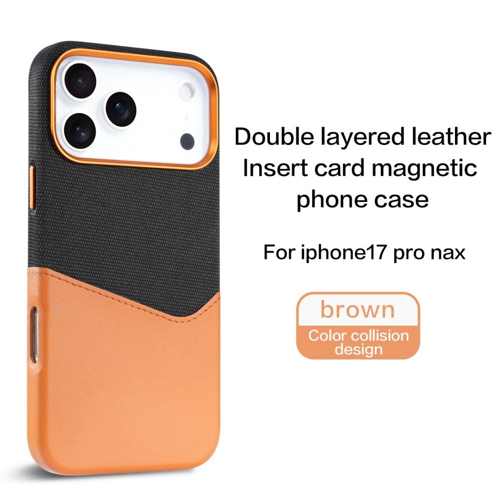 

Чехол-книжка из ткани и искусственной кожи для iPhone 17 Pro Max 17 Air 17, контрастный цвет, с отделениями для карт, магнитный, Magsafe, чехол-кошелек для карт iPhone17