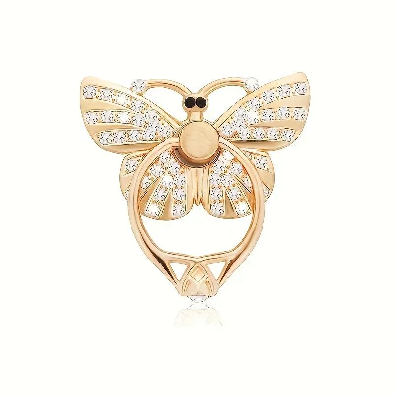 Glitter Butterfly Cell Phone Ring Holder Stands Butterfly Phone Ring Holders with Knob Loop 360° Rotation Kickstands белый