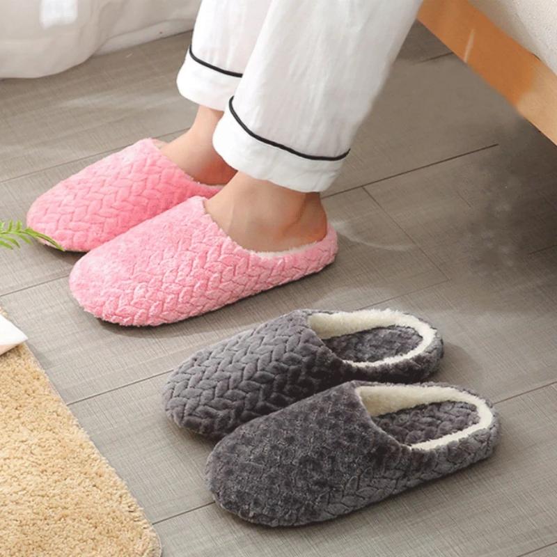 Fashion Women Indoor Slippers Warm Plush Lovers Home Slipper Anti Slip Autumn Winter Shoes Woman House Floor Soft Slient Slides SH072701