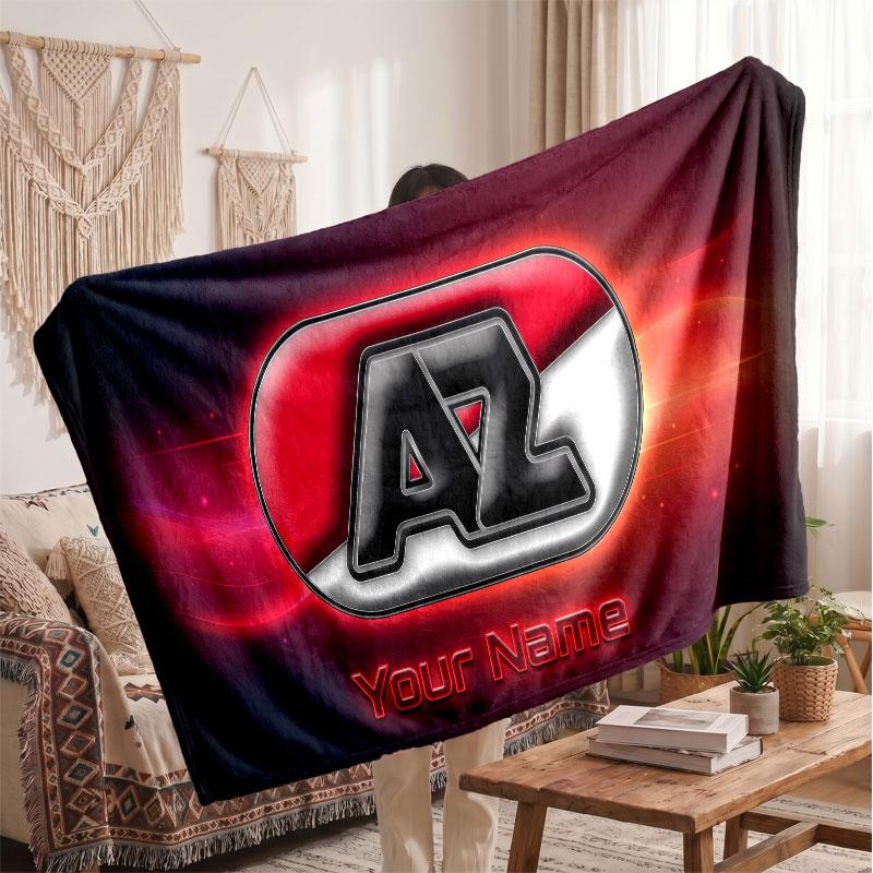 AZ Alkmaar Personalisierte Fleecedecke Mit Fußballlogo, Individueller Name Text Weich Warm Heimdecke