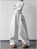 2026 Fall/Winter Red High-Waisted Wide-Leg Women's Sweatpants - Slimming, Casual, Sporty, with Drawstring, Long and Loose Fit.