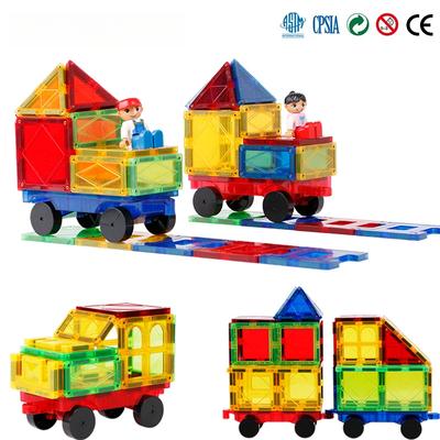 2 Pcs Cars DIY Construction Set for 7.5cm Magnetic Building Blocks Tiles Strong Magnet Montessori Educational Toys For Children