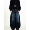 Kisko American Retro Washed Old Bright Line Machete Denim Men and Women Niche Loose Straight-leg Printed Pants