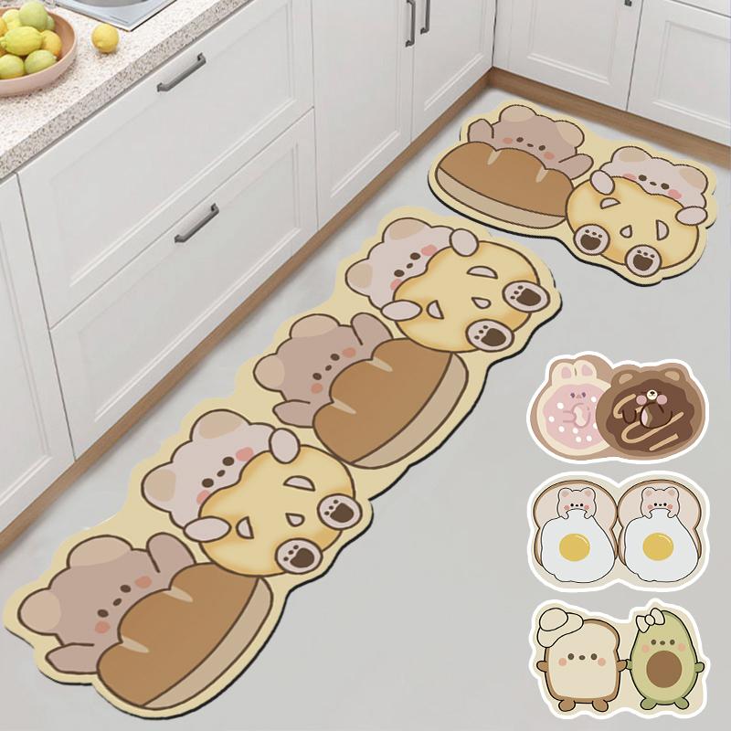 Cartoon Anti-Slip Kitchen Floor Mat Entrance Doormat Washable Door Rugs Hotel Living Room Carpet Bathroom Home Decoration Mats
