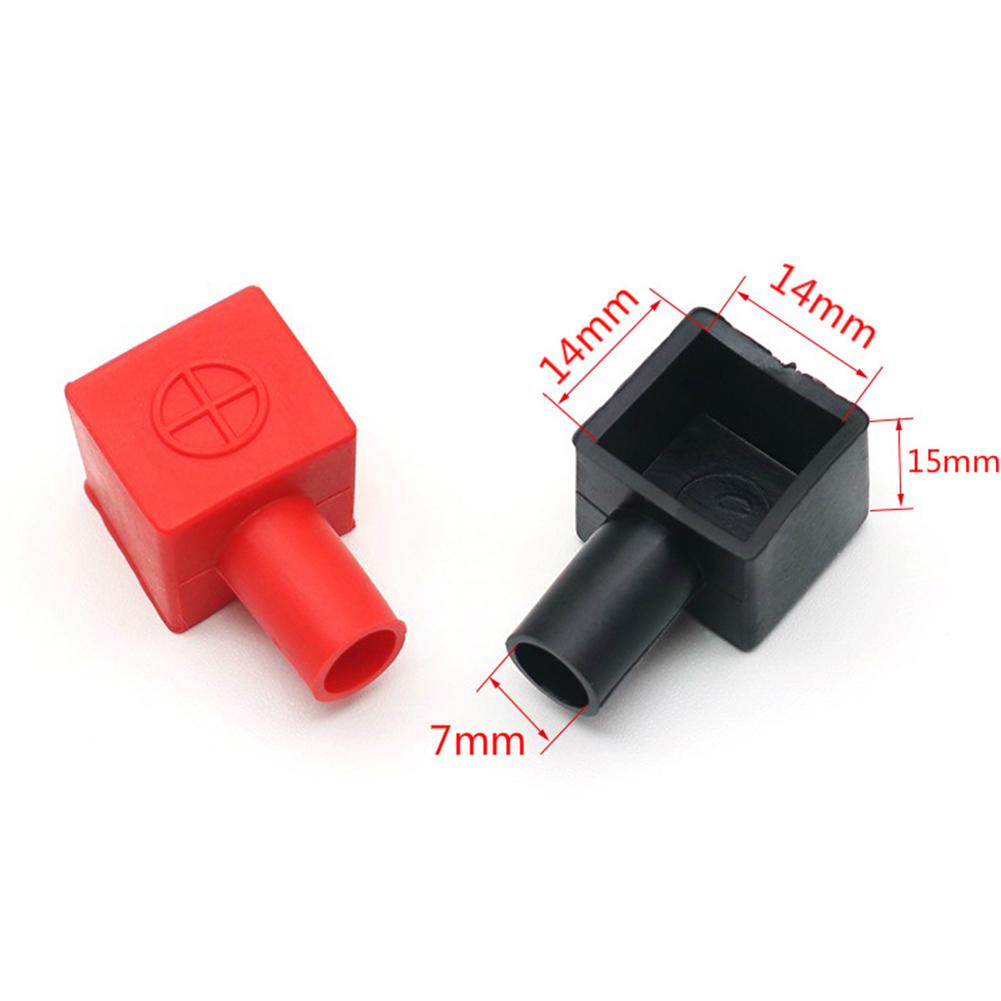Car Battery Pole Positive And Negative Protection Cover Motorcycle Battery Terminal Flexible Square Cap Rubber Sheath 1Pair