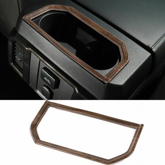 Wood Grain Armrest Water Cup Holder Frame Trim Cover For Ford F150 15+ Interior
