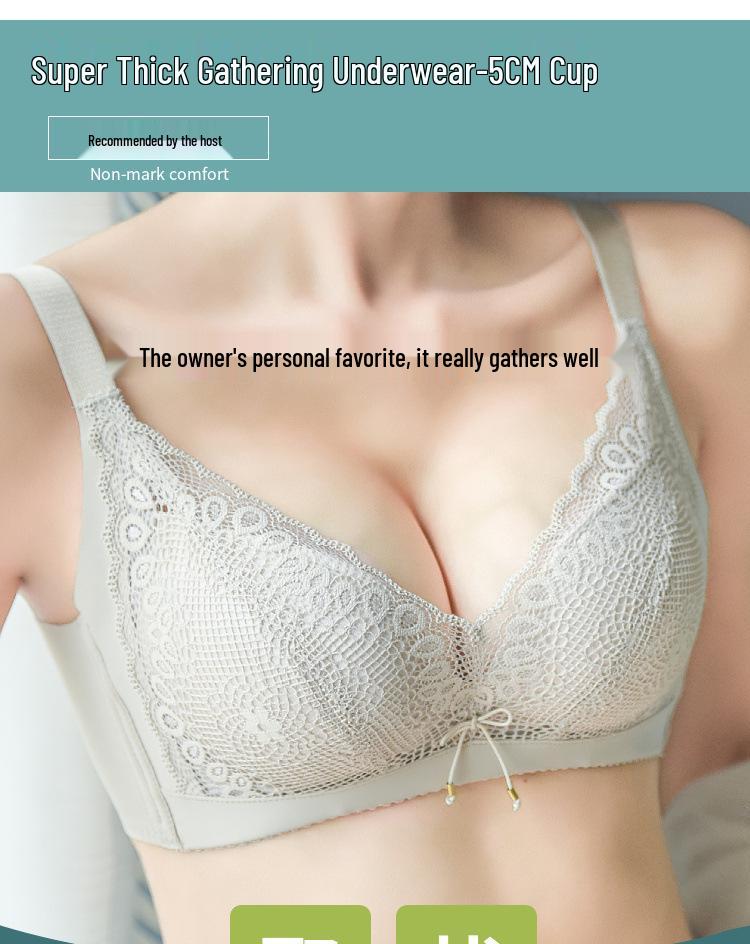 Ultra-Thick 8CM Cup Anti-Sagging Bra for Small Chest - Women's Gathered & Adjustable Design