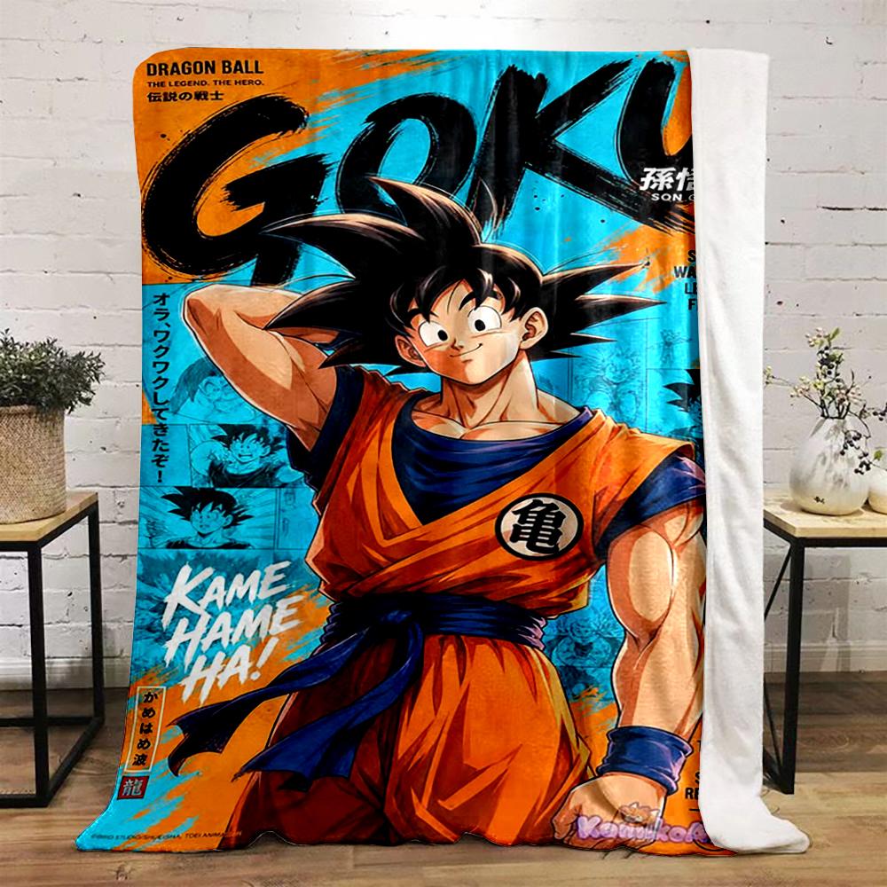 Dragon Ball Goku Anime Pattern Flannel Blanket for Bedroom, Living Room, Sofa, and Nap Sofas