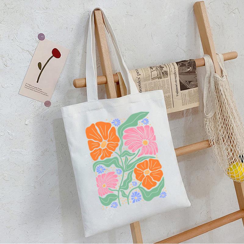 Floral Print Canvas Bag Casual Handbag Women Large Capacity