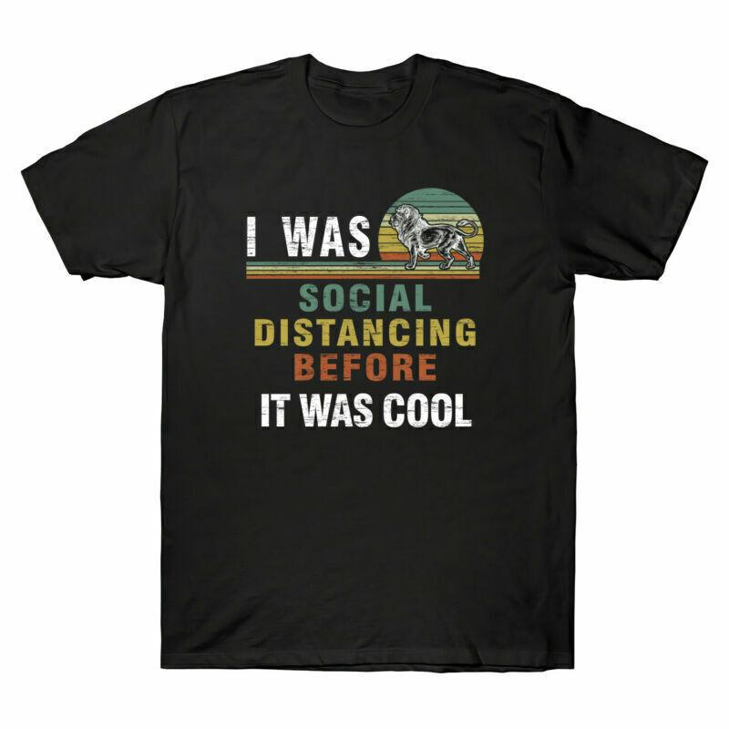 I Was Social Distancing Before It Was Cool Vintage TeeMen s Retro Cotton T-Shirt XL