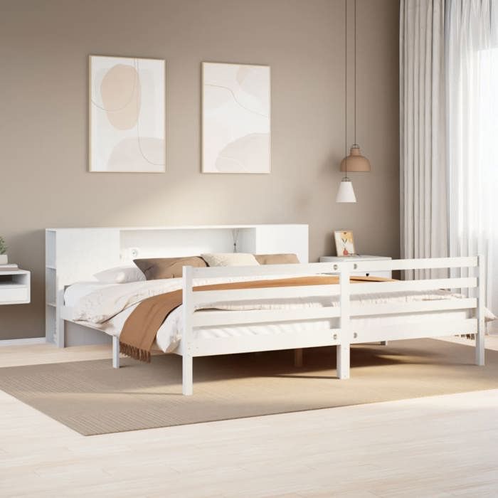 VidaXL Bunk Bed Without Mattress White 200x200 Cm Solid Pine Wood, Bed, Bedroom Furniture, Bed with Storage, 3322212