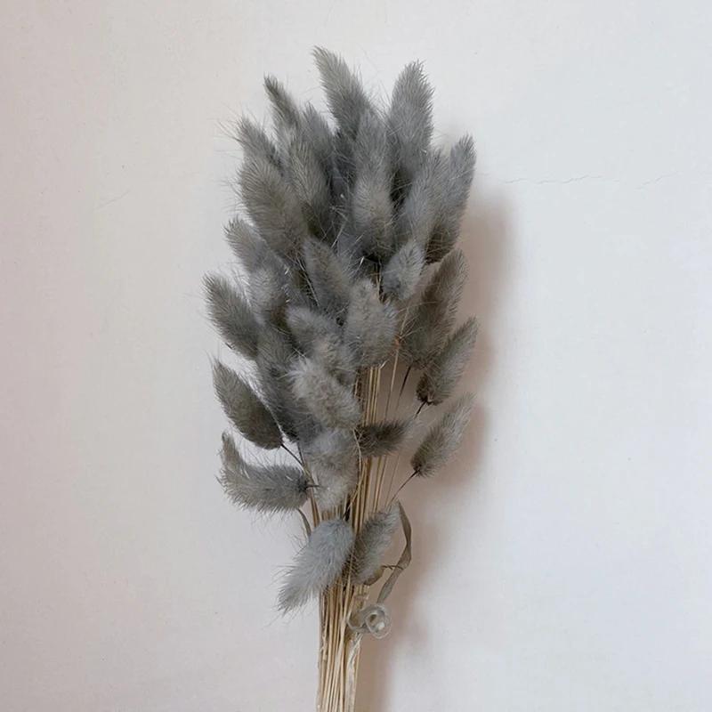 60 Stück Natur Hasenschwanzgras Trockenblumenstrauß Hochzeitsfeier Deko Flauschiges Pampasgras Weihnachten DIY Blumengesteck