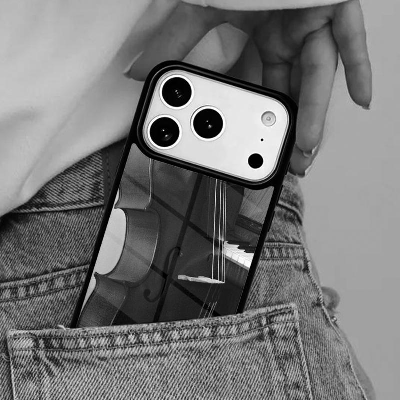 Elegant Wooden Violins Bow Sheet Music Phone Case for iPhone 16e 15 14 13 12 17 Pro Max Plus Air 17pro Cover Coque