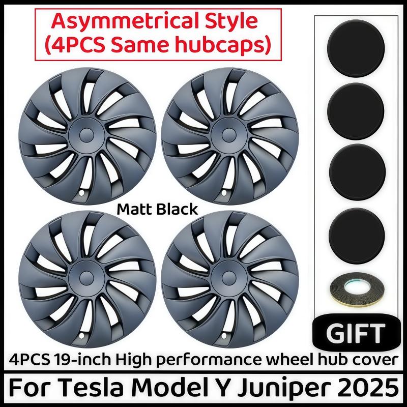4PCS Wheel Cover Car Replacement Wheel Cover Automobile Hub Cap Full Rim Car Accessories for Tesla Model Y Juniper 19 Inch 2025 TESLA