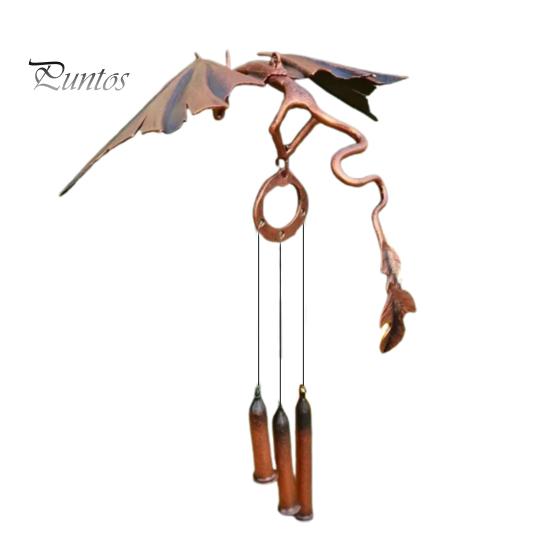 Metal Flying Dragon Wind Chime with 3 Tubes Natural Soothing Melody Garden Patio Outdoor Vintage Dragon Hanging Wind Bell Decoration Ornament