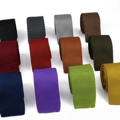 Herren, Strickkrawatte, Burgunderrot, Strickkrawatte, einfarbig, 6 cm, schmale Krawatte,