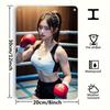 Vintage Boxing Girl Metal Sign 8x12 Inch Retro Wall Art Tin Poster for Home Bar Cafe Decor