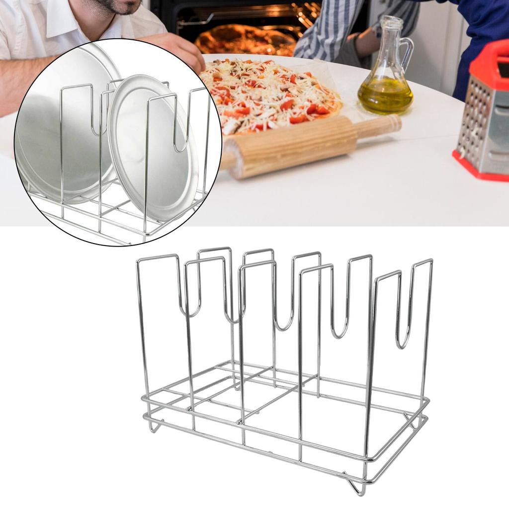 Pizza Pan Rack Multifunctional Accessories Portable Display Stand Plate Storage Rack Bakeware Organizer for Kitchen Countertop