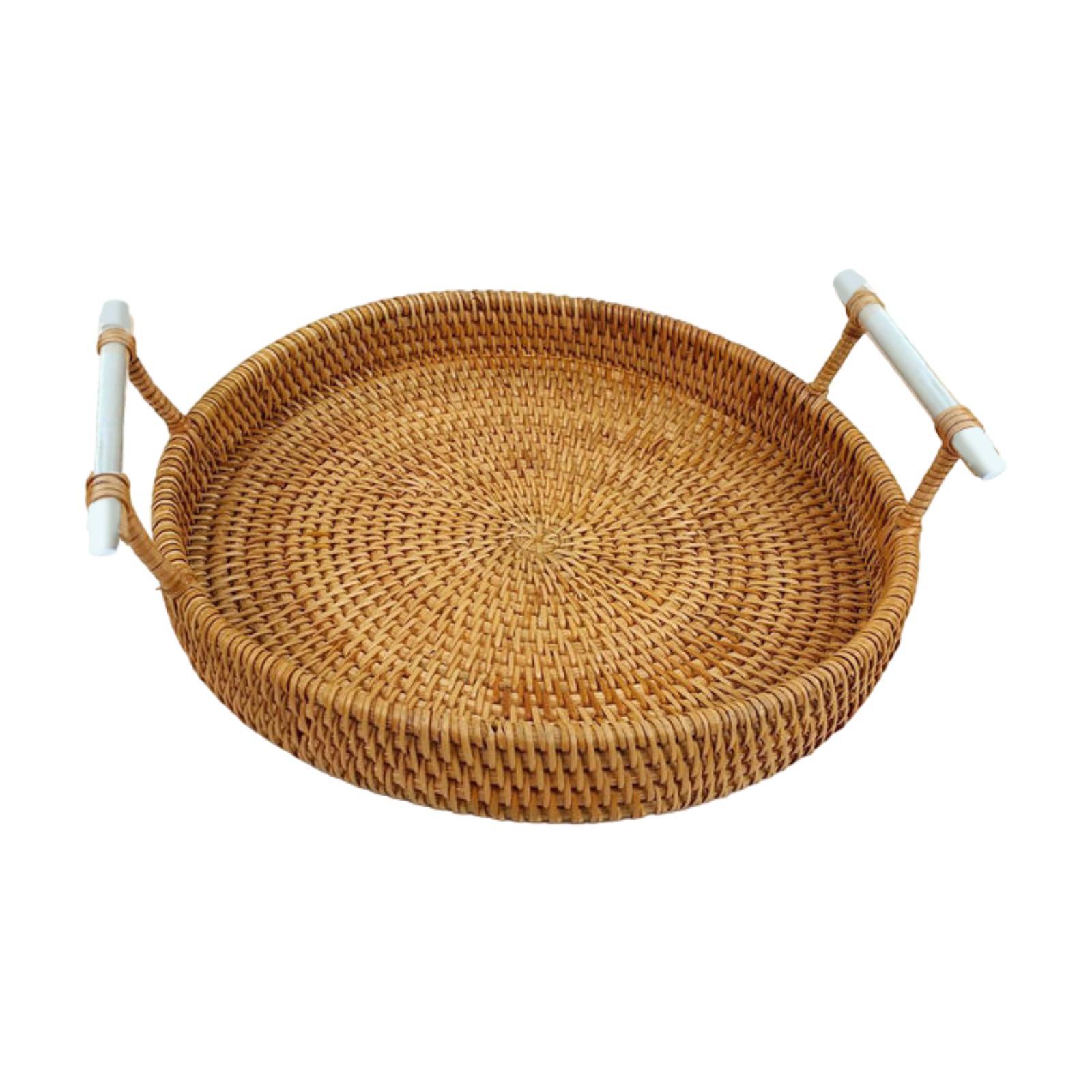 Handwoven Fruit Storage Baskets Wicker Storage Bowls Multipurpose Bread Tray for