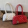 PU Leather Polka Dot Bowling Bag Retro Square Shoulder Bag Ins Women Handbag Streetwear