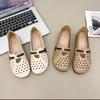 2025 new spring and summer large size retro ethnic wind cave soft sole women's shoes comfortable and versatile hollow women's sandals