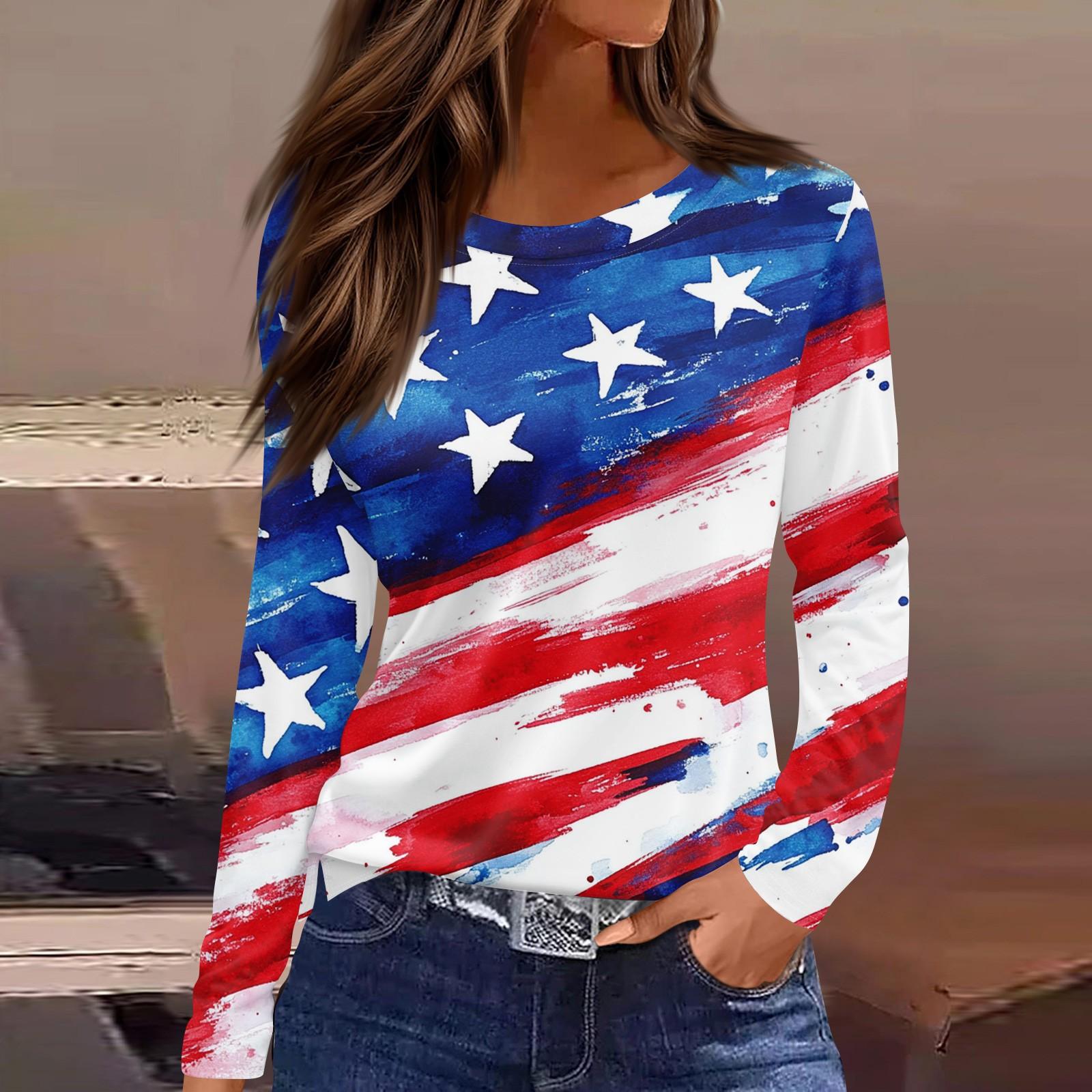 

Женская мода с разрезом по низу и принтом «День независимости» с круглым вырезом и длинными рукавами XXL винный