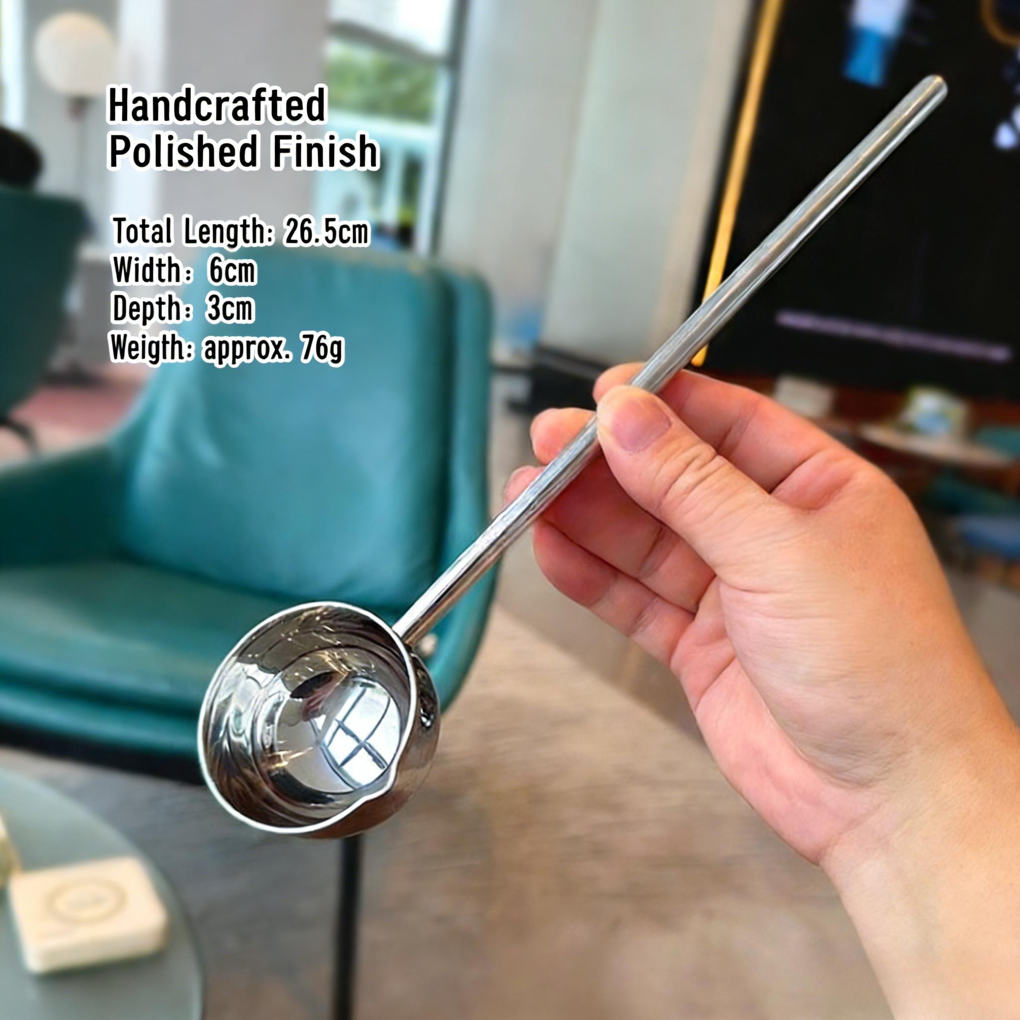 Mini 304 Stainless Steel Long‑handle Oil Pouring Spoon Deep‑bowl Soup Ladle Kitchen Tool for Pouring Hot Oil Cooking Seasoning Glossy version