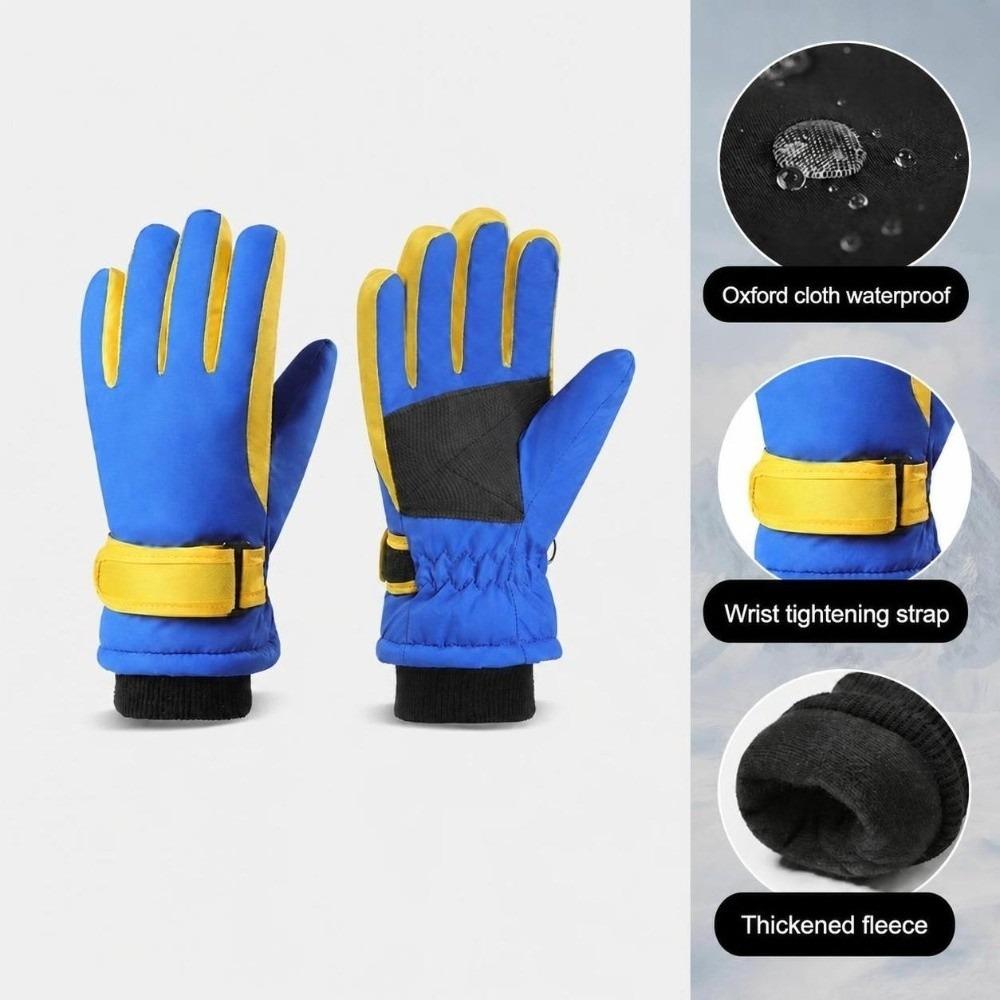 Warm Fleece Lining Winter Ski Gloves Waterproof Finger Gloves Durable Kids Snow Gloves  for Boys