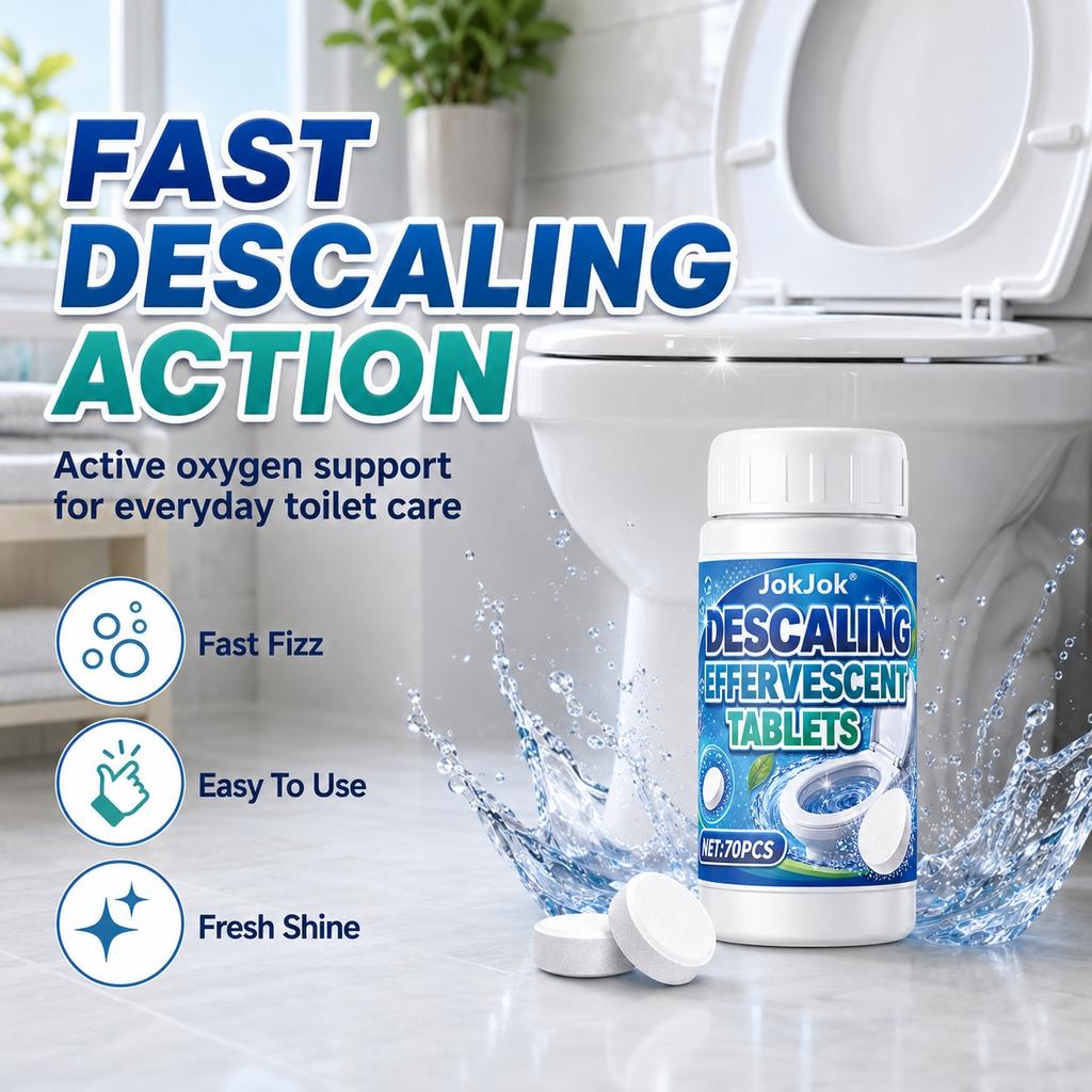 JOKJOK 70pcs Toilet Bowl Cleaner Descaling Deodorizing Urine Odor Stain Remover Tank Decontamination Bathroom Cleaning Tablets