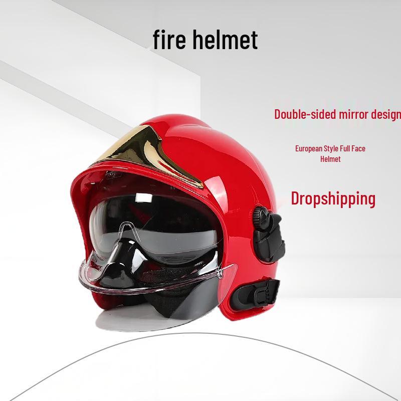 European Firefighting Helmet with Double Visor - Flame Retardant, Full Face, Emergency Rescue Protection.