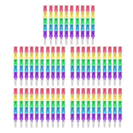 Stackable Plastic Bear Pencils 5 In 1 Stacking Point Pencils for Birthday Party Supplies School Office Use