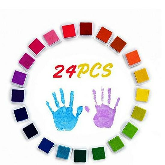 3x3cm Kids' Finger Paint Ink Pad Set, 24 Colors for DIY Painting