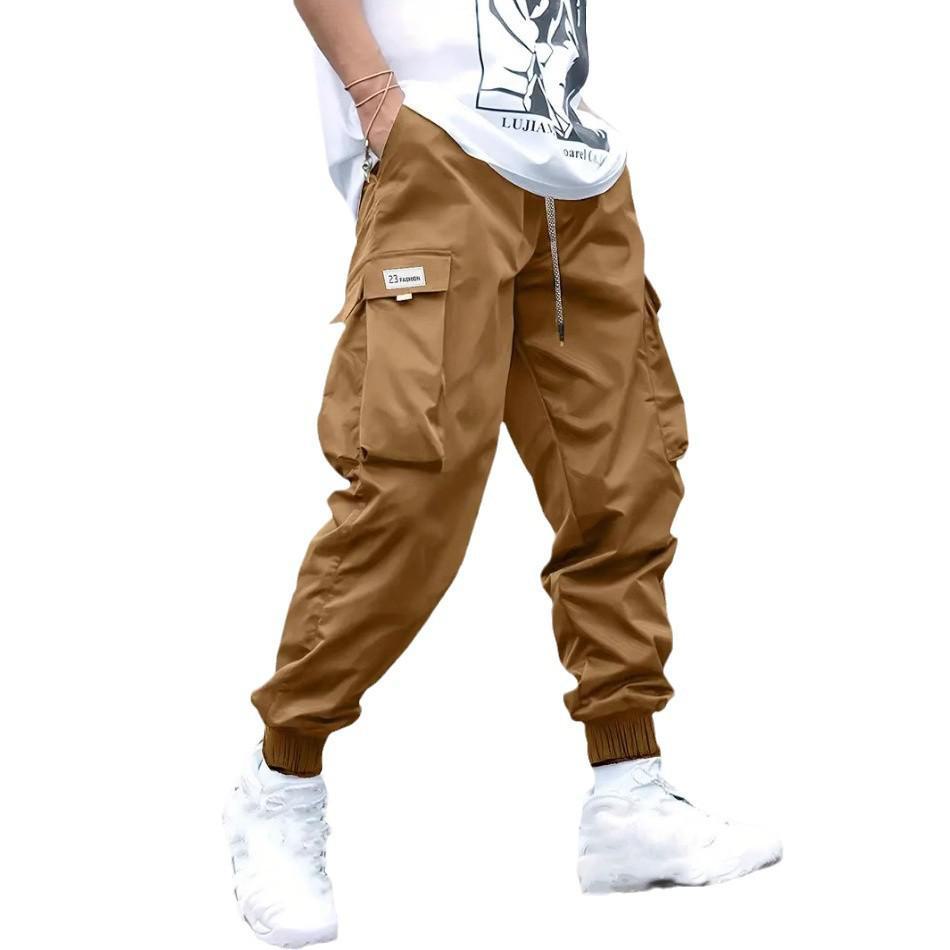 Autumn Japanese-Style Men's Casual Pants with Multiple Pockets and Loose Cuffs