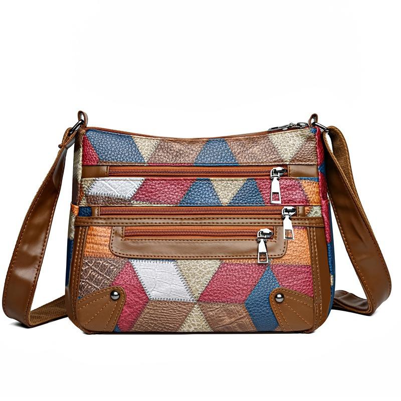 Ladies' Large Capacity Spliced Commuting Shoulder Bag