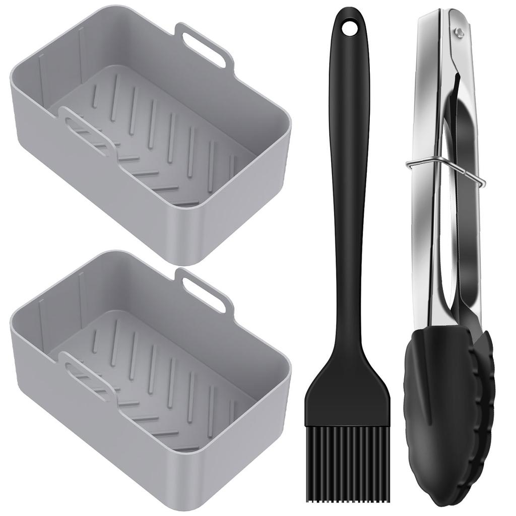 Air Fryer Silicone Tray Rectangle Oven Baking Tray Basket Reusable Liner Insert Dish For Ninja Foodi fryer Pan Accessories