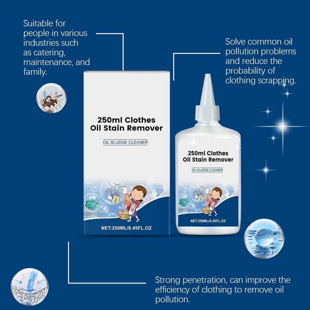 250ml Clothes Oil Stain Remover; Clothes Oil Stain Remover; Stubborn Oil Stain Cleaner