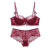 Lace Womens Half-Cup Bra Set With Thin Straps Breathable Supportive Plus Size Grey Red Black