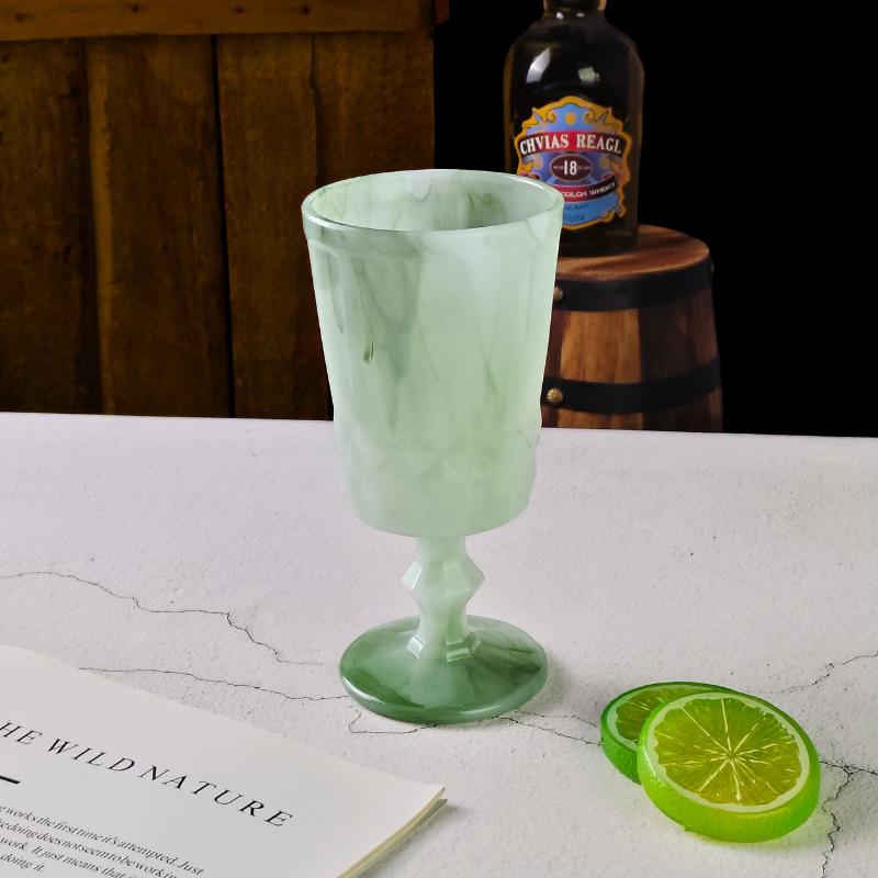 Milk Jade Glass Cup Goblet Glass Wine Glass Colorful Retro Glass Champagne Cocktail Glasses