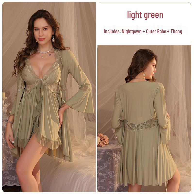 Elegantes Damen Sommer-Camisole-Kleid & Nachthemd-Set mit Spitzenbesatz und Brustpolstern