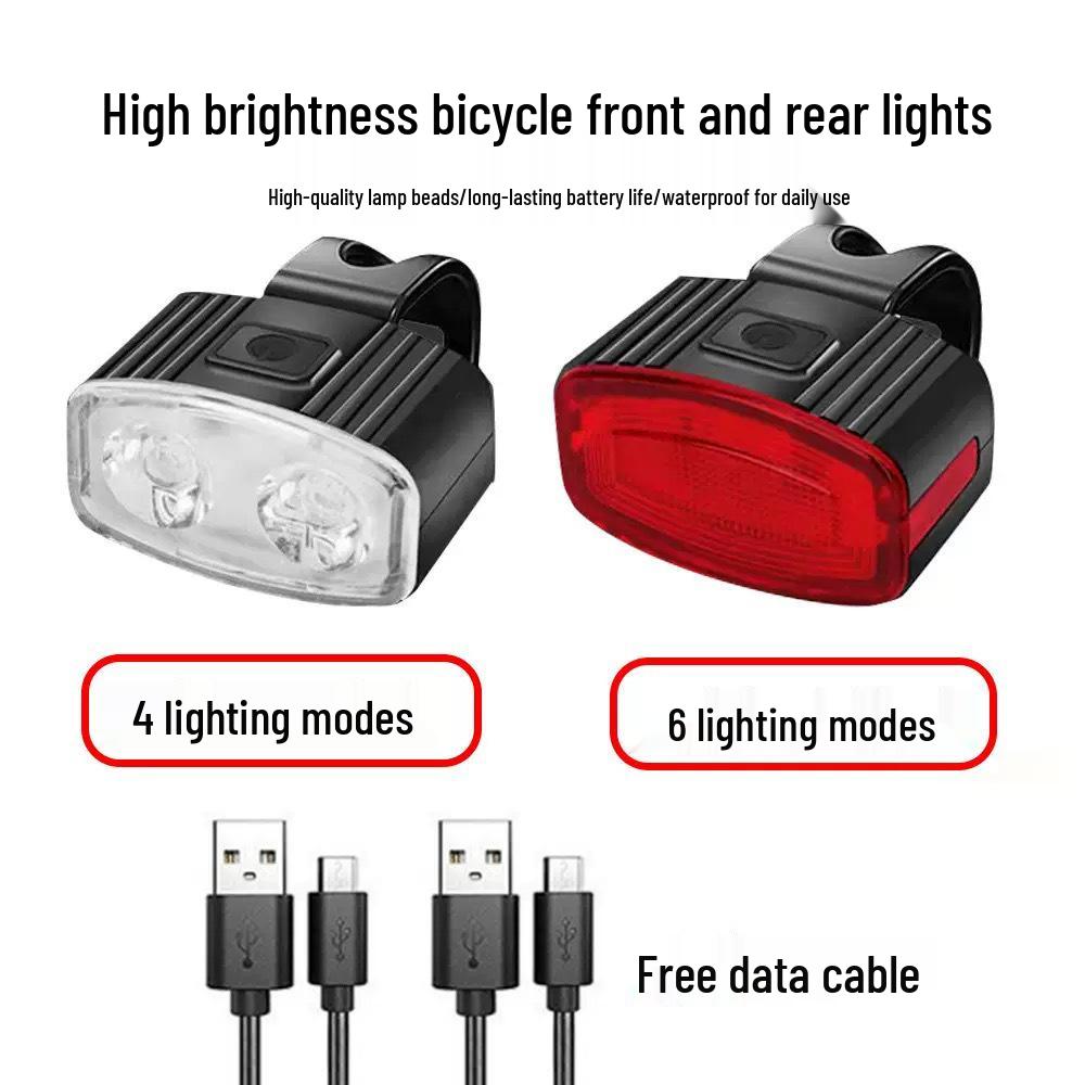 Super Bright Rechargeable Bike Headlight & Taillight Set for Night Riding