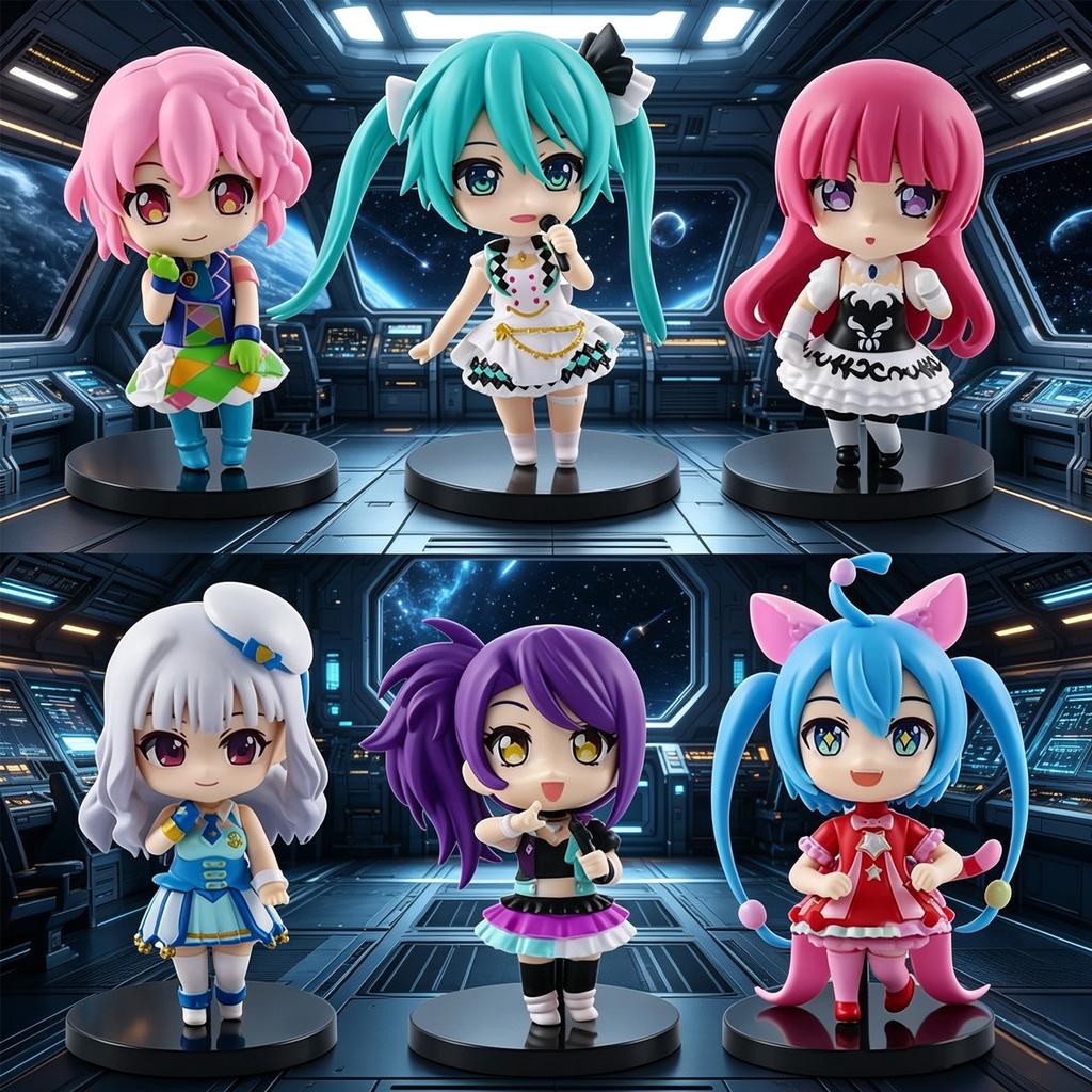 PriPara Chibi Anime Figure Cute Idol Girls PVC Collectible Figurines Q Version Character Statues for Desk Decor Anime Fans Gift