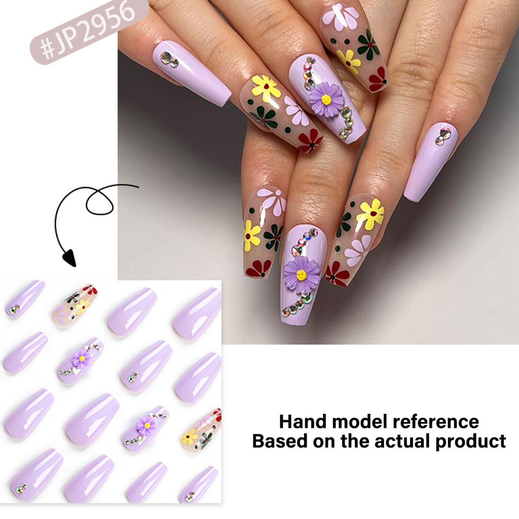 Flowers Fake Nail for Women Simple Style Nude and Purple Resin Artificial Nail for Nail Extension Suit Matching