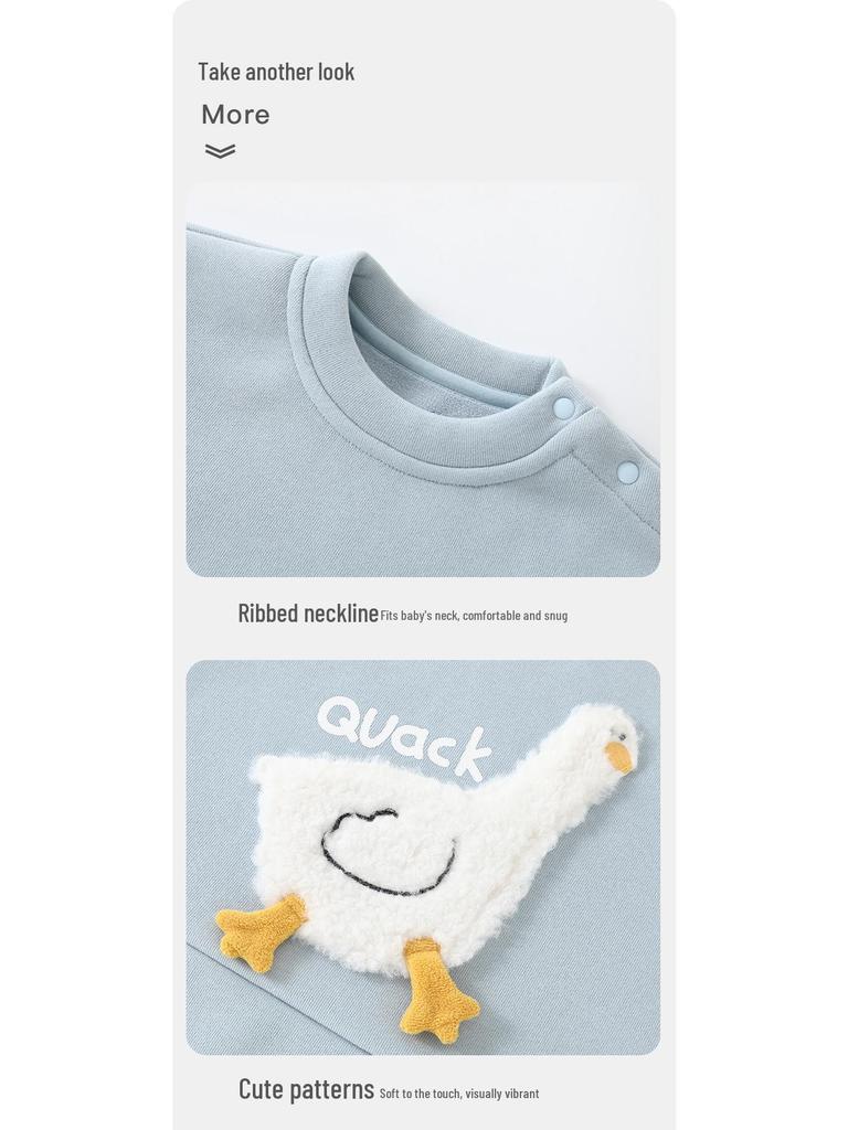 DUUDUU 2025 Koreanischer Herbst-Hoodie für Kinder mit Fleece-Futter