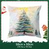 Watercolor Christmas Tree Illustration Pillowcase Bedroom Cushion Cover 100% Polyester Living Room Cushion Pillowcase Home Decor
