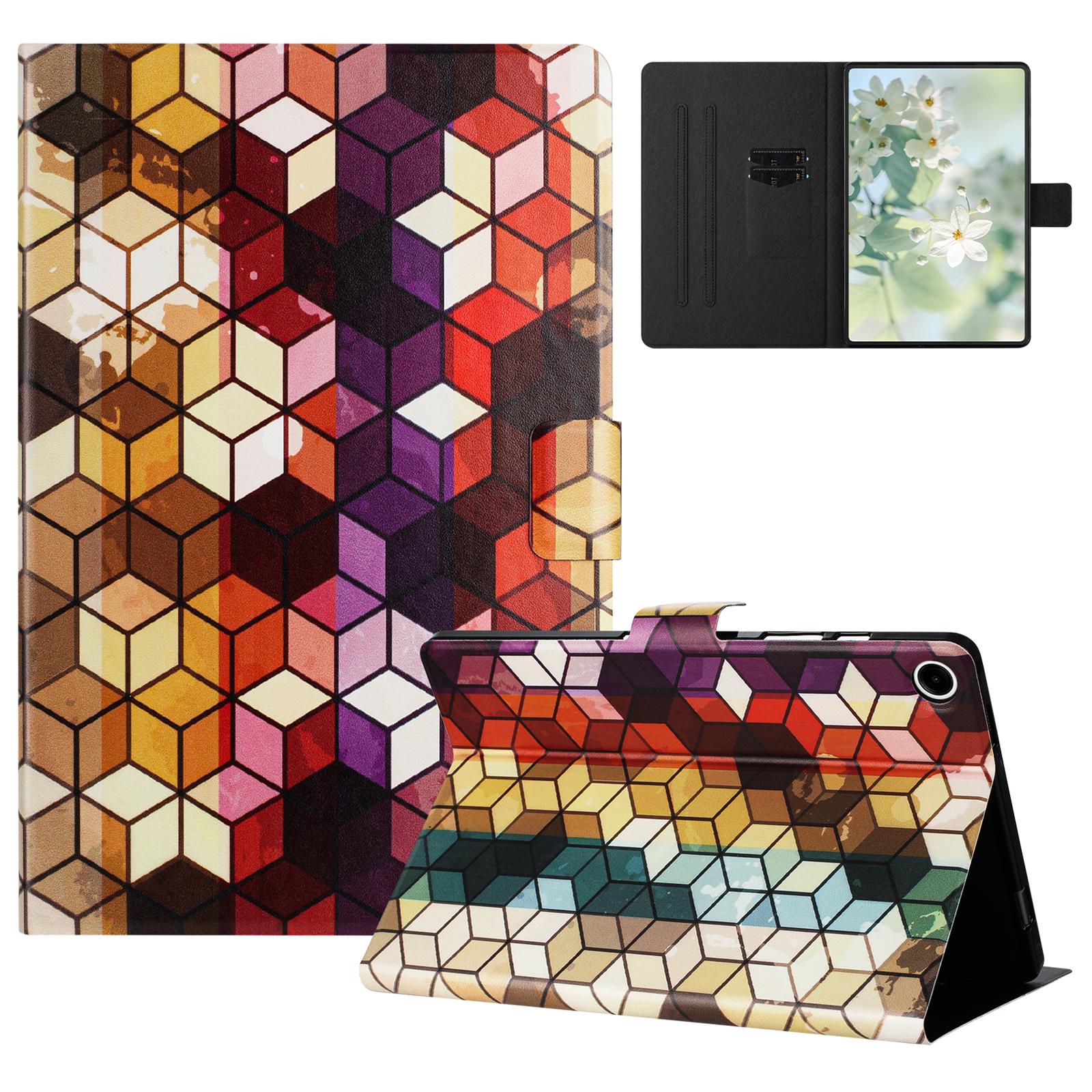 

For Samsung Galaxy Tab A11/A9 Case Pattern Printed Stand Litchi Texture Leather Tablet Cover with Card Slots A