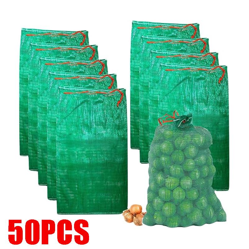 

Дышащие сетчатые мешки для хранения лука и картофеля, сетки для сбора урожая, многоразовые вентилируемые мешки для овощей, для продукции, дров, дома, кухни 55 85cm