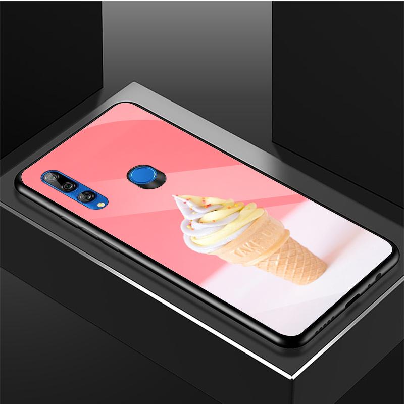 Ice Cream Tempered Glass Phone Case For Huawei Honor 8X 9 10i 20i 20Lite 20Pro 30 Pro Cover Shell